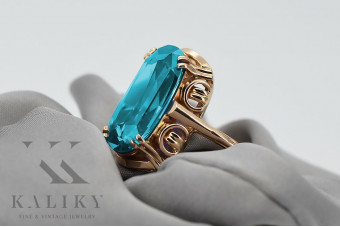 Originales Vintage-Rosé Aquamarin Ring aus 14k Gold,   vrc038 vrc038