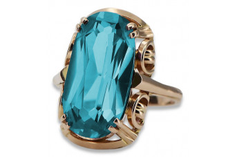 Originales Vintage-Rosé Aquamarin Ring aus 14k Gold,   vrc038 vrc038