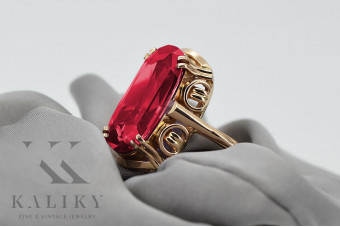 Exquisites Rubinrot Vintage 14k Roségold Ring,  vrc038 vrc038