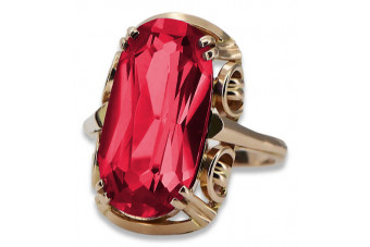 "Bague en Or Rose 14 Carats Vintage Ornée de Rubis d'Origine - VRC038" Vintage vrc038