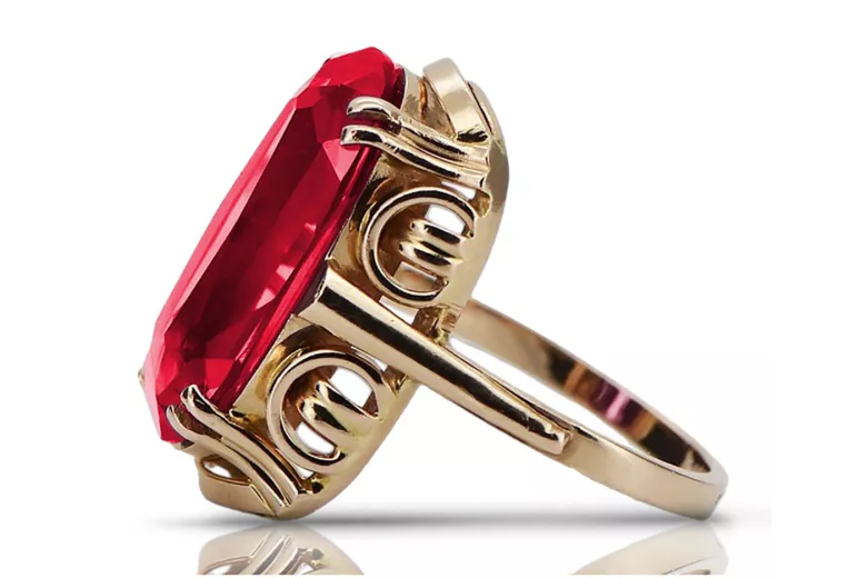 Russische sowjetische Rose 14 Karat 585 Gold Alexandrit Rubin Smaragd Saphir Zirkon Ring vrc014