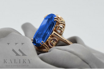 Sapphire Delight: Original Vintage 14K Rose Gold Ring vrc038 vrc038