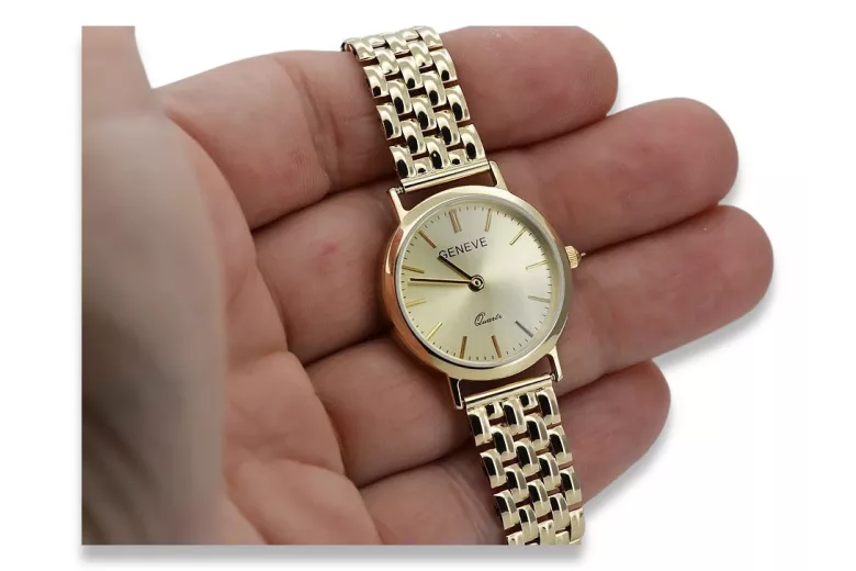 Goldene Herrenuhr Geneve ★ zlotychlopak.pl ★ Gold Reinheit 585 333 Niedriger Preis!