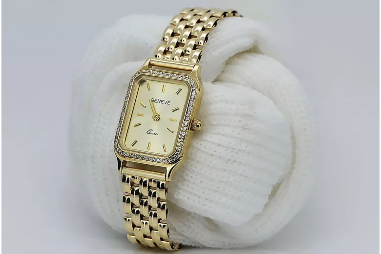 Goldene Herrenuhr Geneve ★ zlotychlopak.pl ★ Gold Reinheit 585 333 Niedriger Preis!