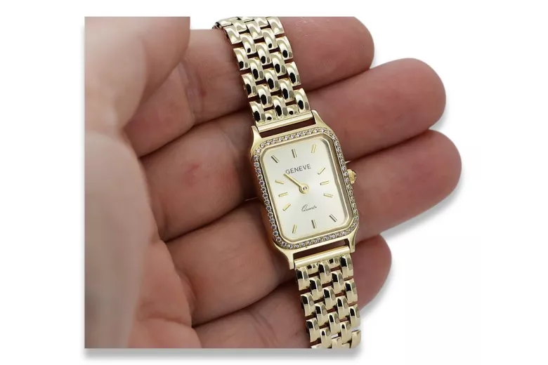 Goldene Herrenuhr Geneve ★ zlotychlopak.pl ★ Gold Reinheit 585 333 Niedriger Preis!