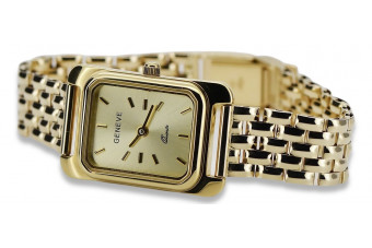 Reloj de pulsera de dama en oro amarillo 14k 585 Geneve lw003ydy&lbw004y