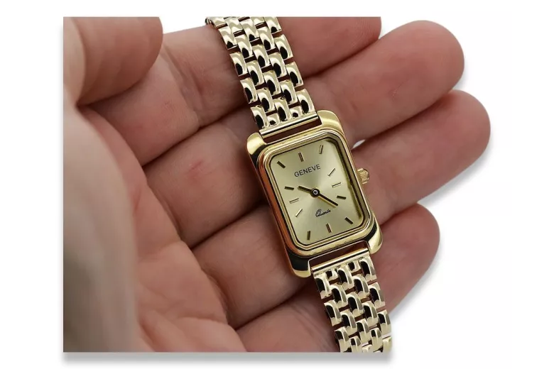 Gold men's watch Geneve ★ zlotychlopak.pl ★ Gold purity 585 333 Low Price!