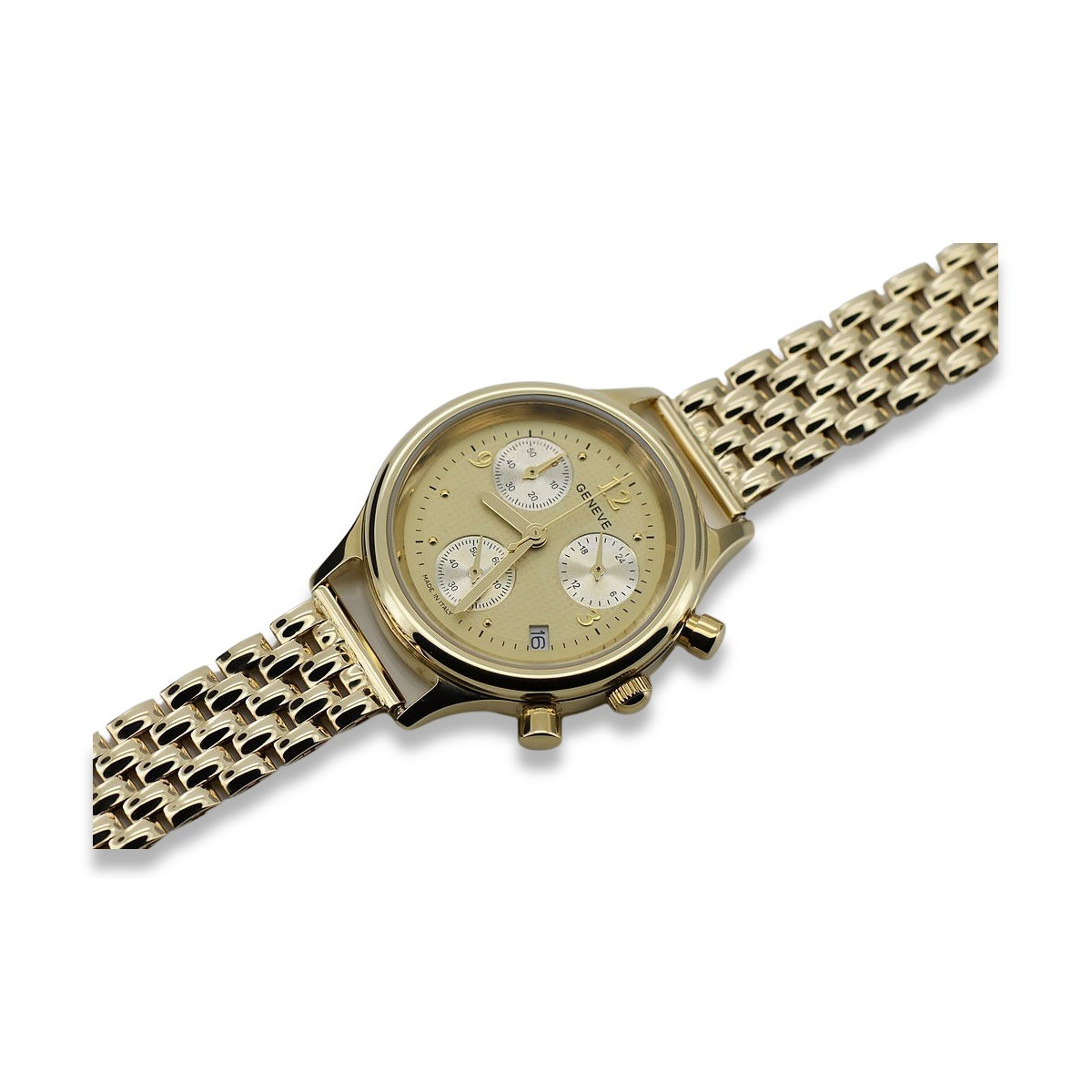 Goldene Herrenuhr Geneve ★ zlotychlopak.pl ★ Gold Reinheit 585 333 Niedriger Preis!