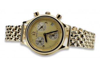 Żółty zegarek damski z 14k złotem 585 Geneve lw019y&lbw004y