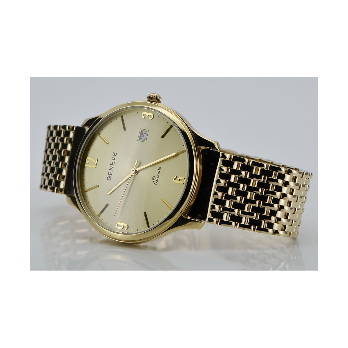 Reloj de oro para hombre Geneve ★ zlotychlopak.pl ★ Pureza de oro 585 333 Precio bajo!