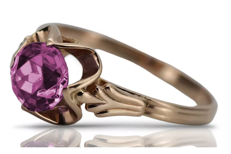 Russische sowjetische Rose 14 Karat 585 Gold Alexandrit Rubin Smaragd Saphir Zirkon Ring vrc014