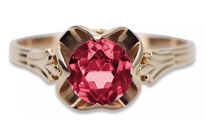 Russische sowjetische Rose 14 Karat 585 Gold Alexandrit Rubin Smaragd Saphir Zirkon Ring vrc014