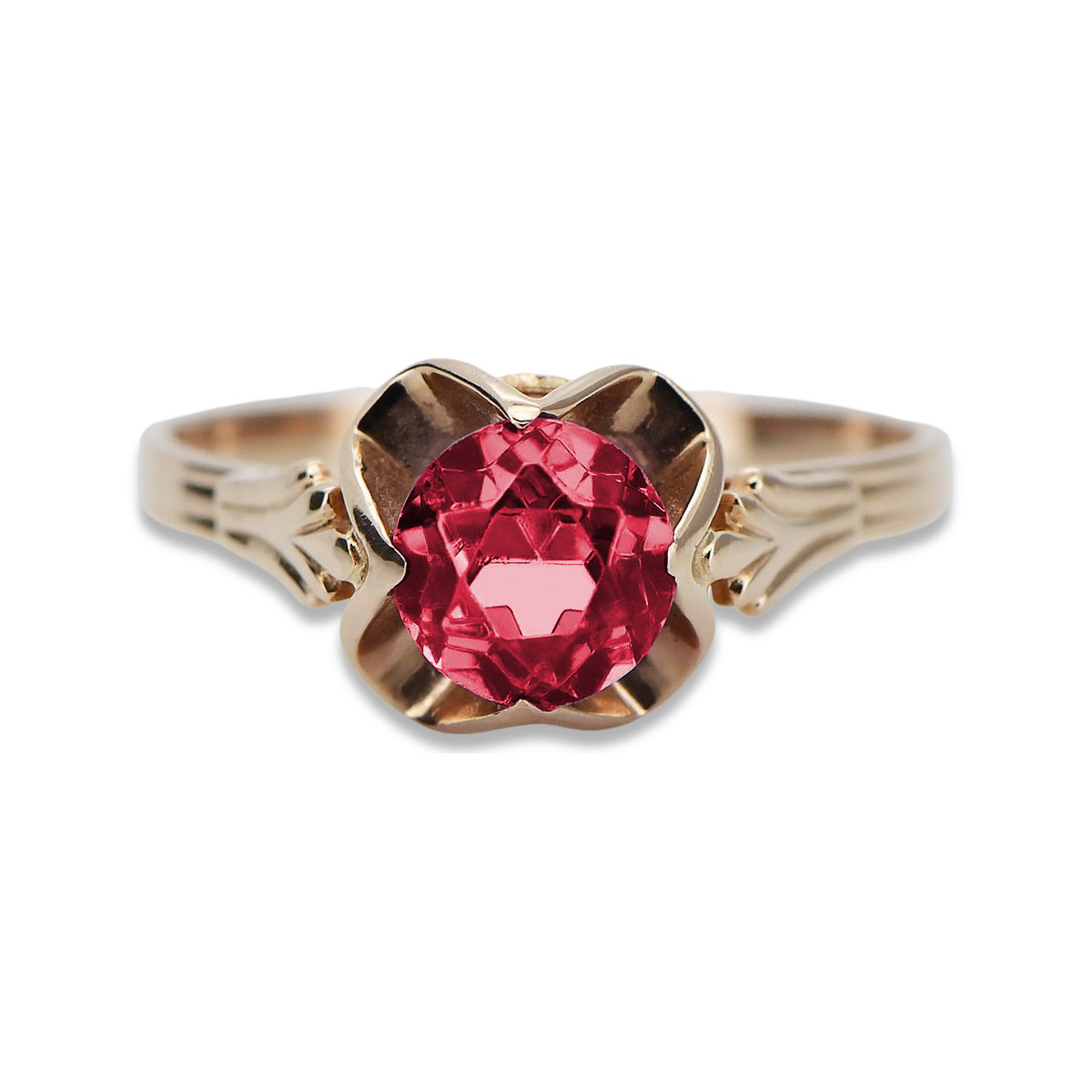 Russische sowjetische Rose 14 Karat 585 Gold Alexandrit Rubin Smaragd Saphir Zirkon Ring vrc014