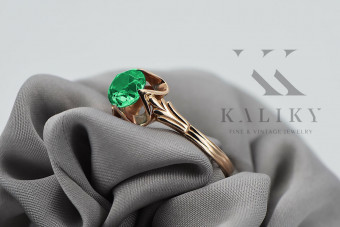 Classic Emerald Accent in Vintage 14K Rose Pink Gold Ring vrc023 vrc023