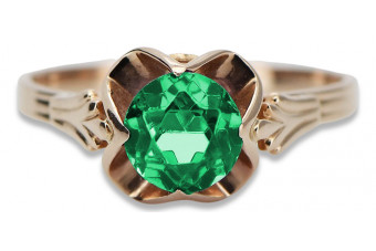 Classic Emerald Accent in Vintage 14K Rose Pink Gold Ring vrc023 vrc023