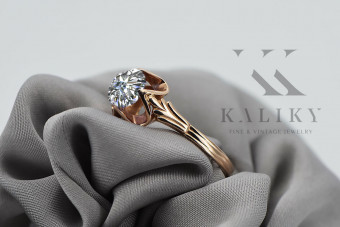 Original Vintage 14K Rose Gold Ring with Sparkling Zircon Detail vrc023 vrc023