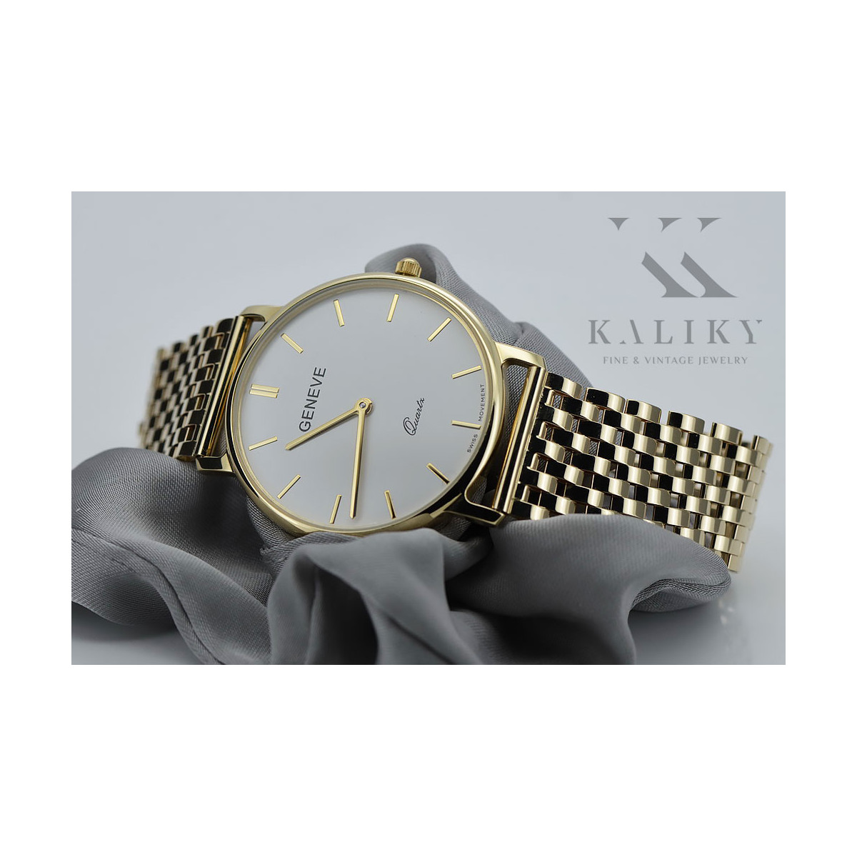 Gold men's watch Geneve ★ zlotychlopak.pl ★ Gold purity 585 333 Low Price!