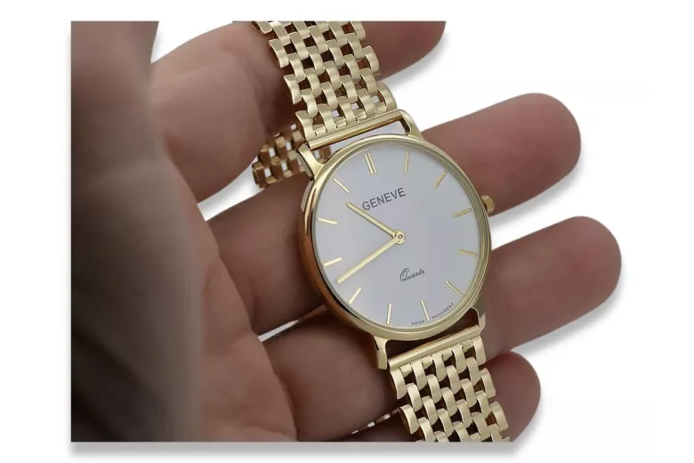 Goldene Herrenuhr Geneve ★ zlotychlopak.pl ★ Gold Reinheit 585 333 Niedriger Preis!