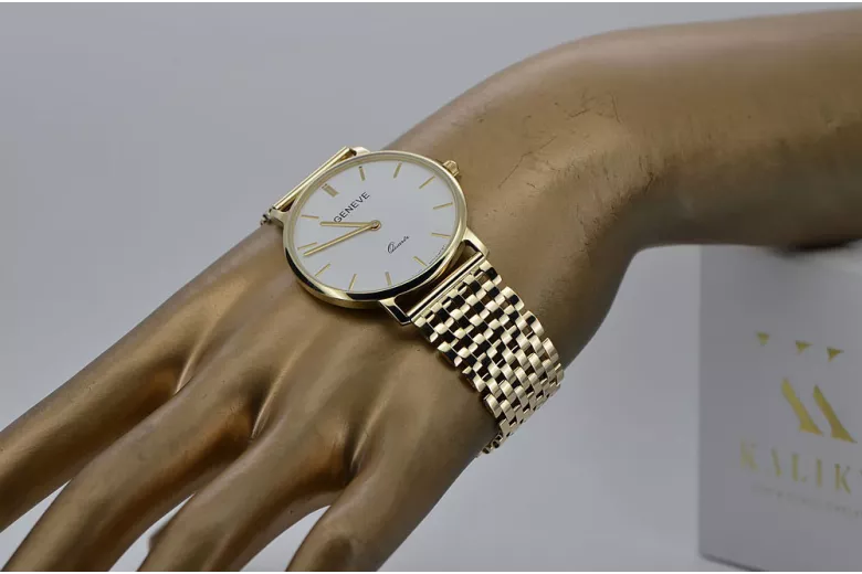 Gold men's watch Geneve ★ zlotychlopak.pl ★ Gold purity 585 333 Low Price!