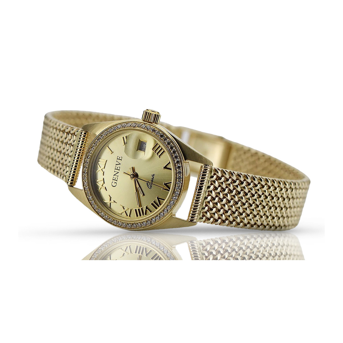 Reloj de oro para hombre Geneve ★ zlotychlopak.pl ★ Pureza del oro 585 333 ¡Precio bajo!