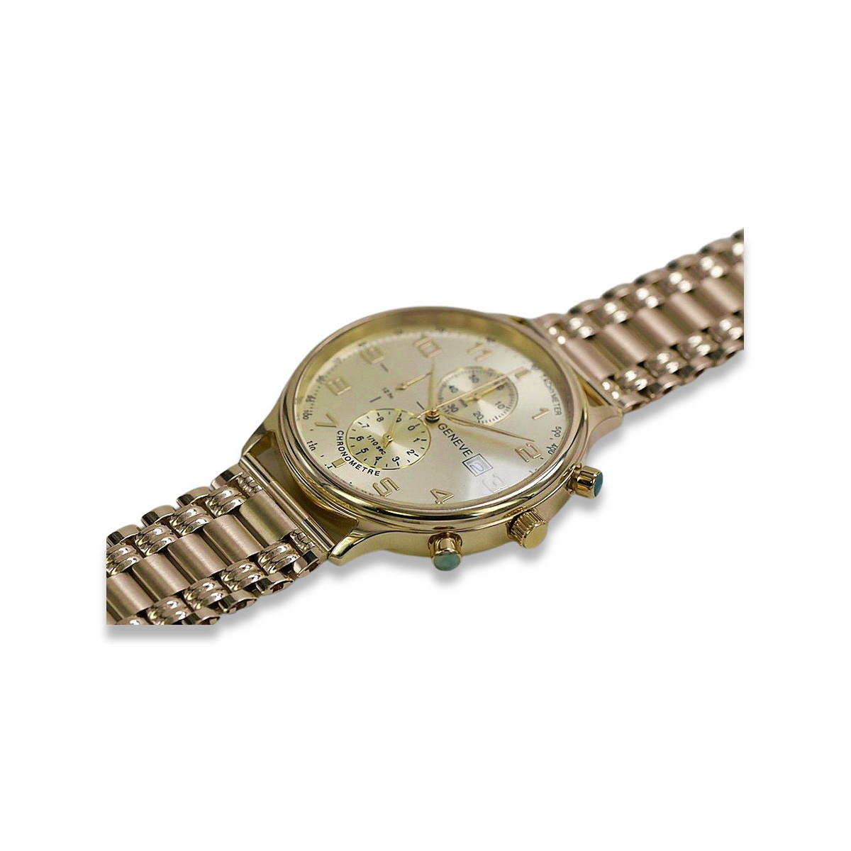 Gold men's watch Geneve ★ zlotychlopak.pl ★ Gold purity 585 333 Low Price!