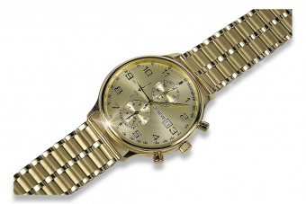 Montre pour homme en or jaune 14k Geneve mw005y&mbw007y