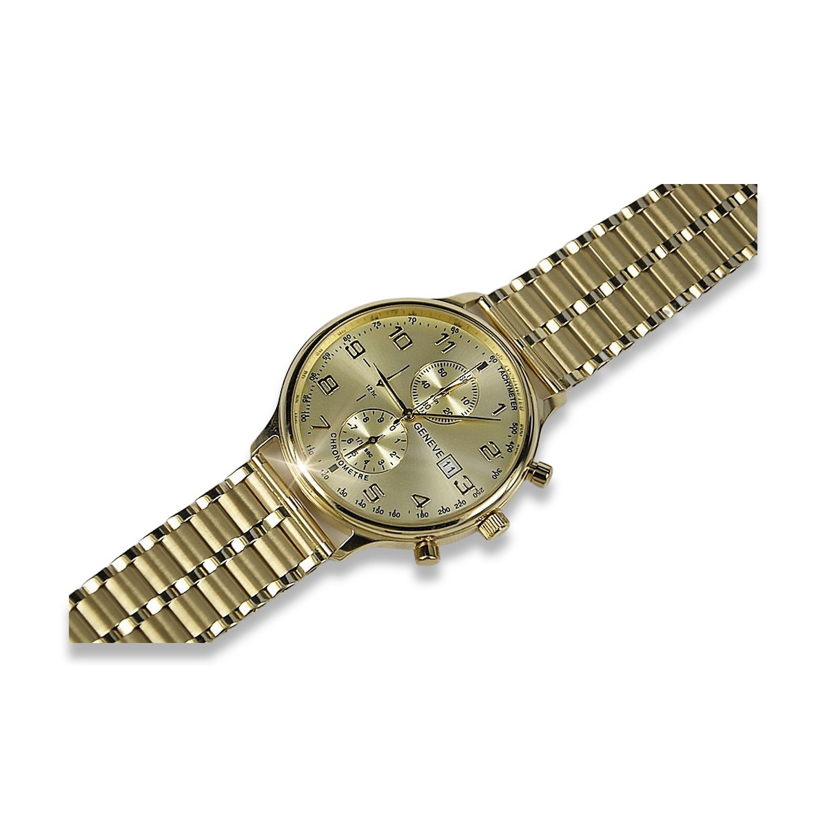 Montre pour homme en or jaune 14k Geneve mw005y&mbw007y