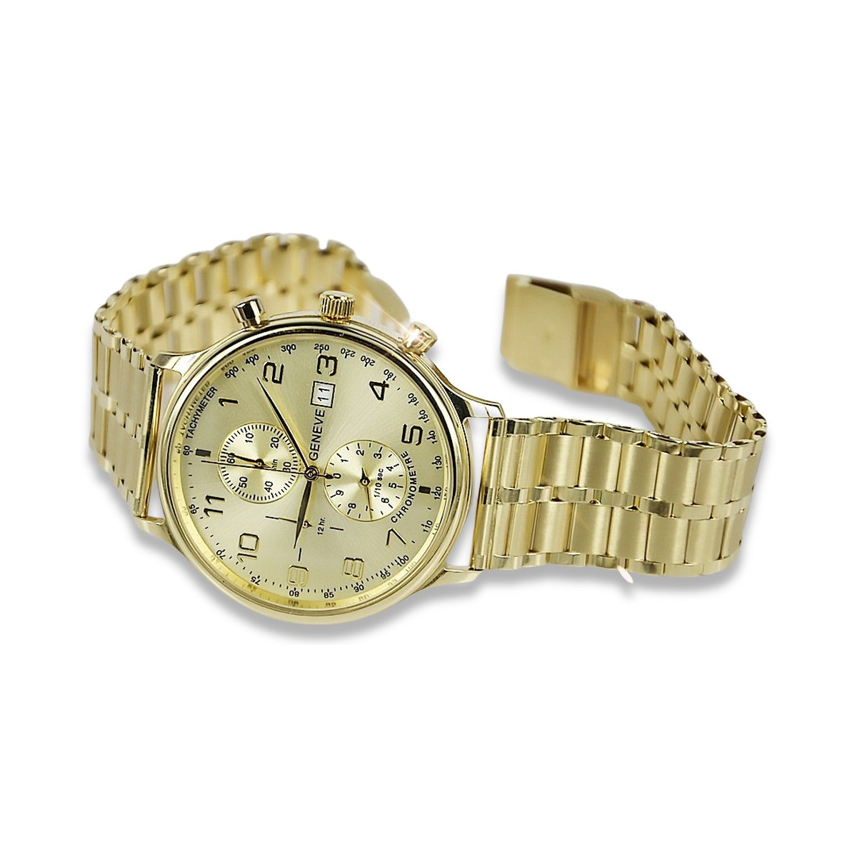 Montre pour homme en or jaune 14k Geneve mw005y&mbw007y