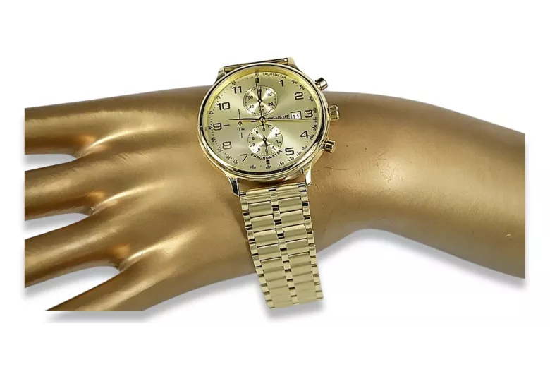Złoty Męski Zegarek Geneve z 14k 585 złota mw005y&mbw007y