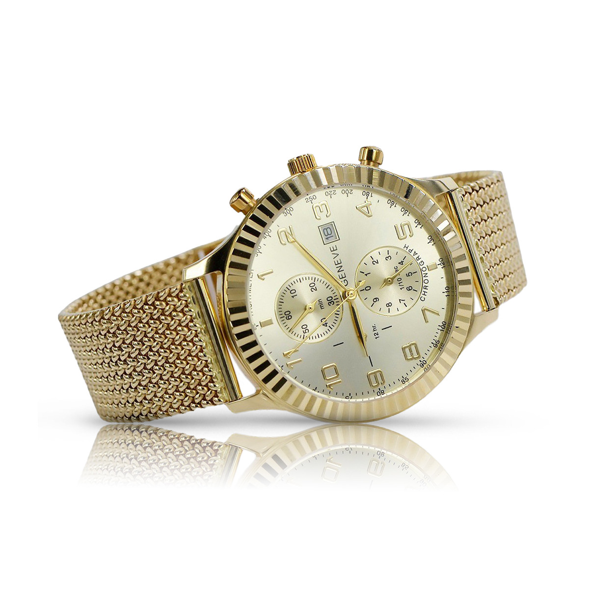 Montre en or jaune 14 carats pour homme Geneve mw007y&mbw014y