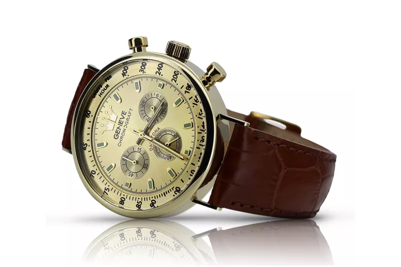 Reloj de Geneve para hombre en Oro Amarillo de 14 quilates mw012y-y