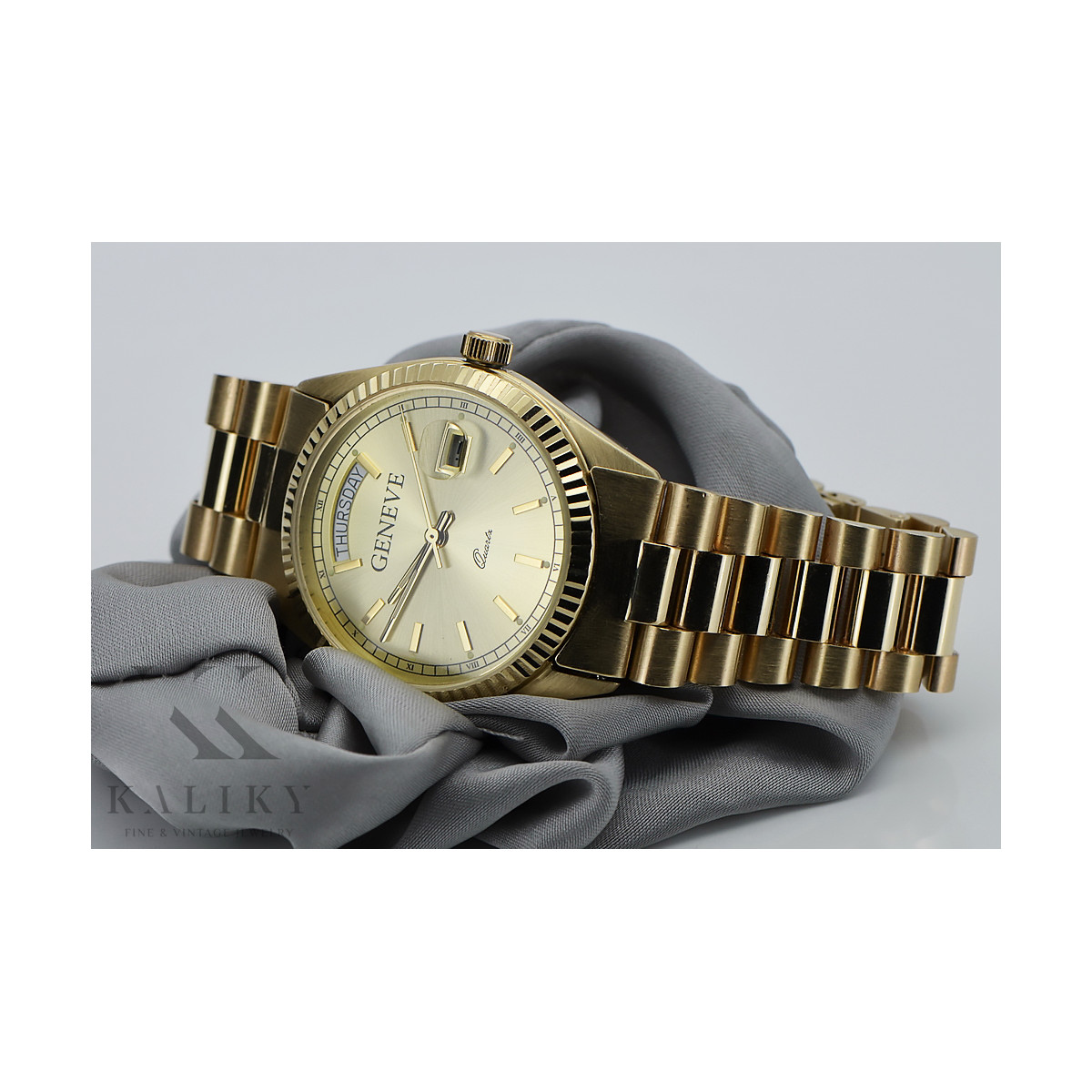 Reloj de oro para hombre Geneve ★ zlotychlopak.pl ★ Pureza de oro 585 333 Precio bajo!