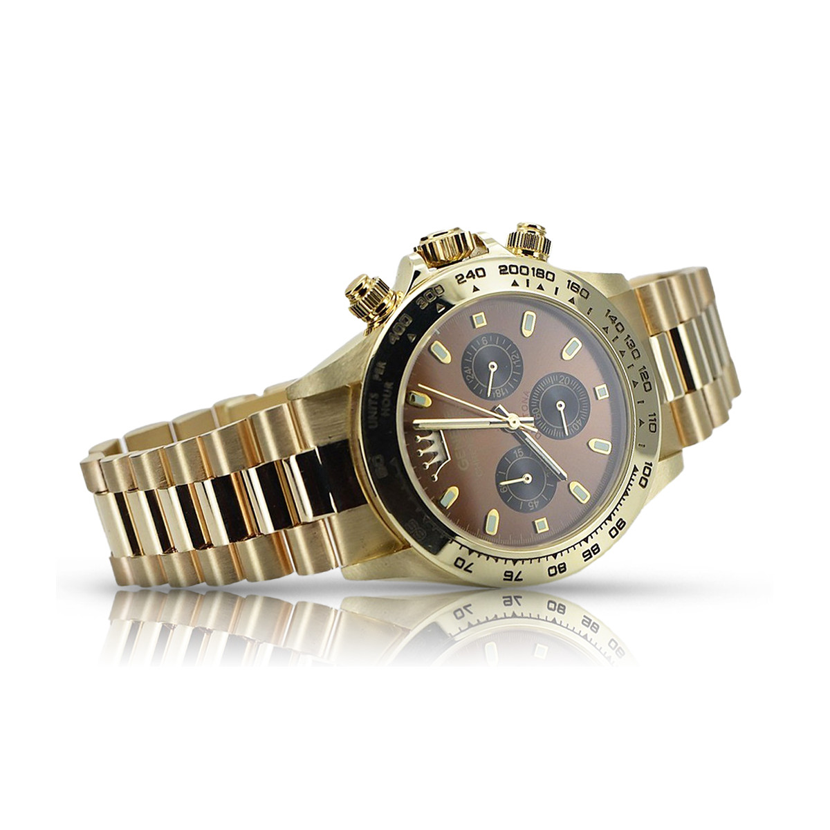 Gold men's watch Geneve ★ zlotychlopak.pl ★ Gold purity 585 333 Low Price!