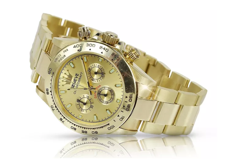 Reloj de oro para hombre Geneve ★ zlotychlopak.pl ★ Pureza de oro 585 333 Precio bajo!