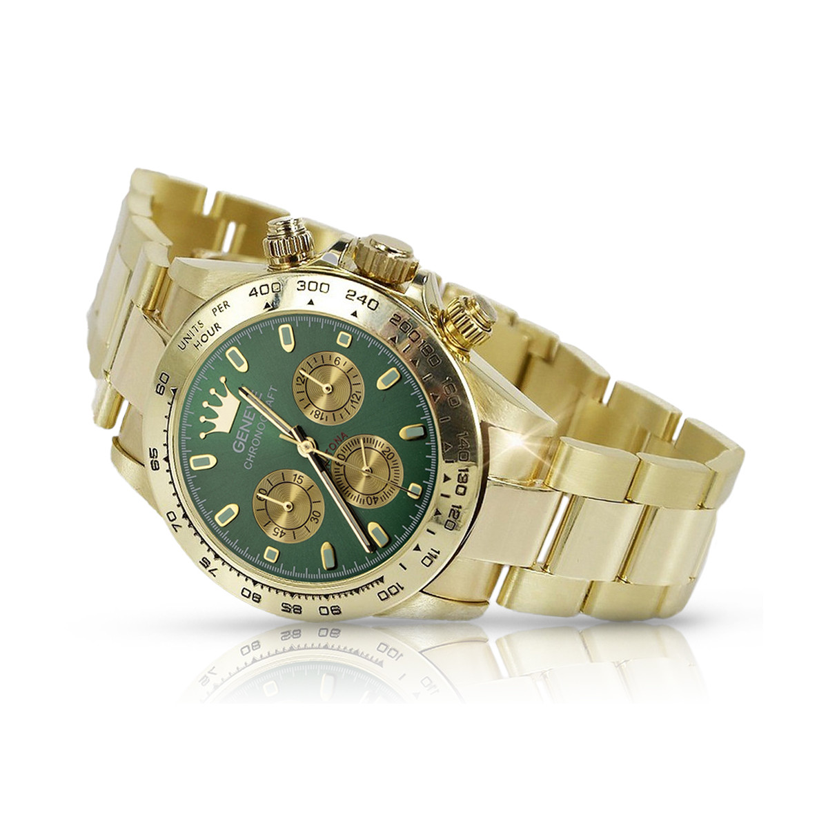 Gold men's watch Geneve ★ zlotychlopak.pl ★ Gold purity 585 333 Low Price!