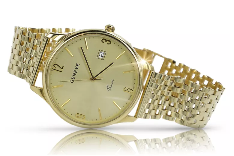 Reloj de oro para hombre Geneve ★ zlotychlopak.pl ★ Pureza de oro 585 333 Precio bajo!