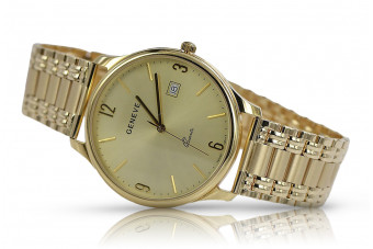 Ceas de bărbați din aur galben 14k 585 Geneve Italian (Italian Yellow 14k 585 gold men's Geneve watch) mw017y&mbw012y