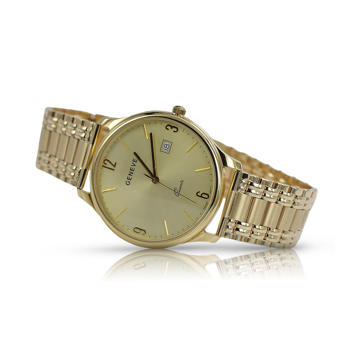 Gold men's watch Geneve ★ zlotychlopak.pl ★ Gold purity 585 333 Low Price!