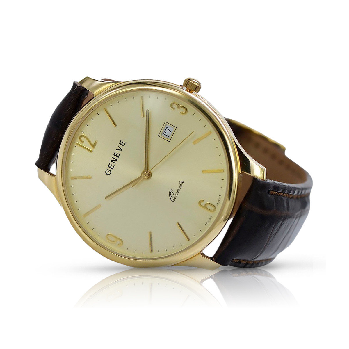 Gold men's watch Geneve ★ zlotychlopak.pl ★ Gold purity 585 333 Low Price!