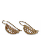 "Classic No Stones 14K 585 Rose Gold Vintage Earrings" ven154 ven154