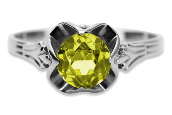 Bague en argent sterling vintage avec péridot jaune et pierres variées vrc023s