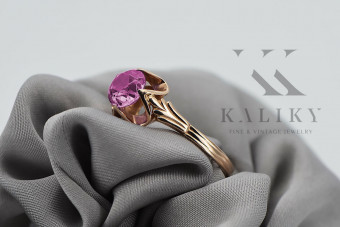 Vintage 925 Silber rosévergoldeter Ring mit Amethysten vrc023rp