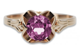 Vintage 925 Silber rosévergoldeter Ring mit Amethysten vrc023rp