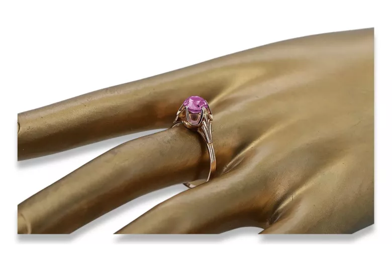 Russische sowjetische Rose 14 Karat 585 Gold Alexandrit Rubin Smaragd Saphir Zirkon Ring vrc084