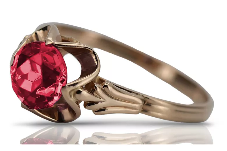 Russische sowjetische Rose 14 Karat 585 Gold Alexandrit Rubin Smaragd Saphir Zirkon Ring vrc084