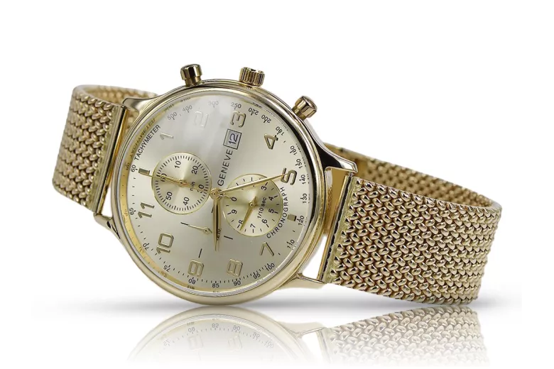 Ceas bărbătesc din aur galben 14k 585 Geneve mw005y&mbw014y