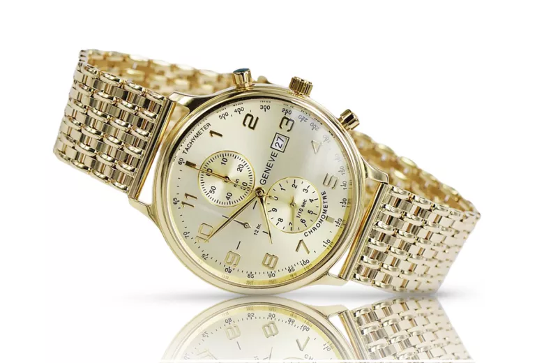 Reloj de hombre en oro amarillo 14k 585 Geneve mw005ydy&mbw013y