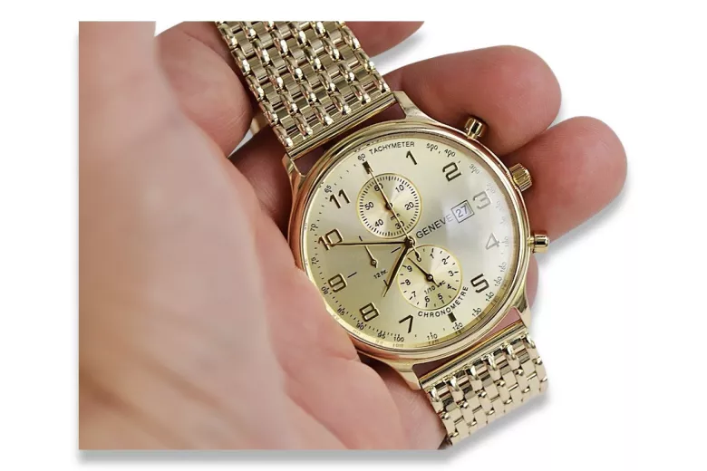 Montre pour homme en or jaune 14k 585 Genève mw005ydy&mbw013y