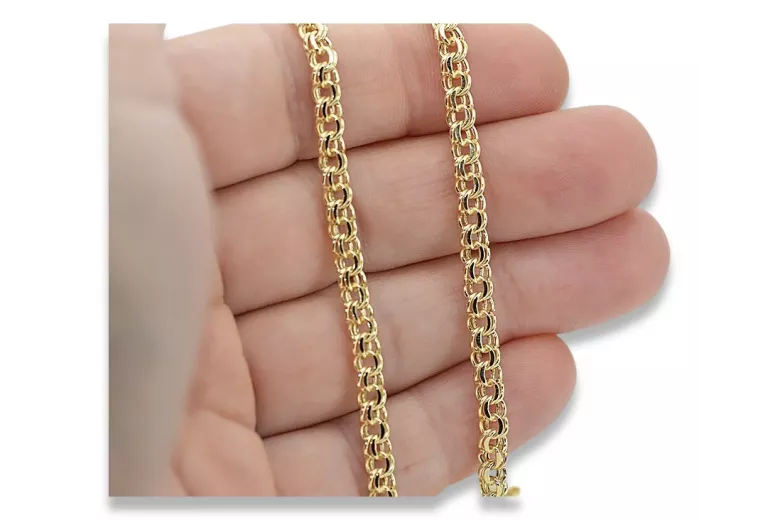 Yellow rose gold chain ★ russiangold.com ★ Gold 585 333 Low price ★ Garibaldi Bismark