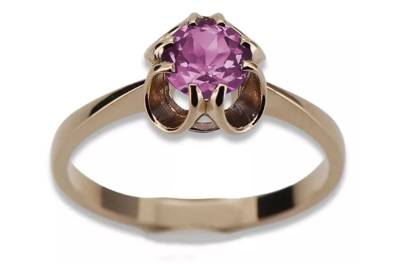 Russische sowjetische Rose 14 Karat 585 Gold Alexandrit Rubin Smaragd Saphir Zirkon Ring vrc014